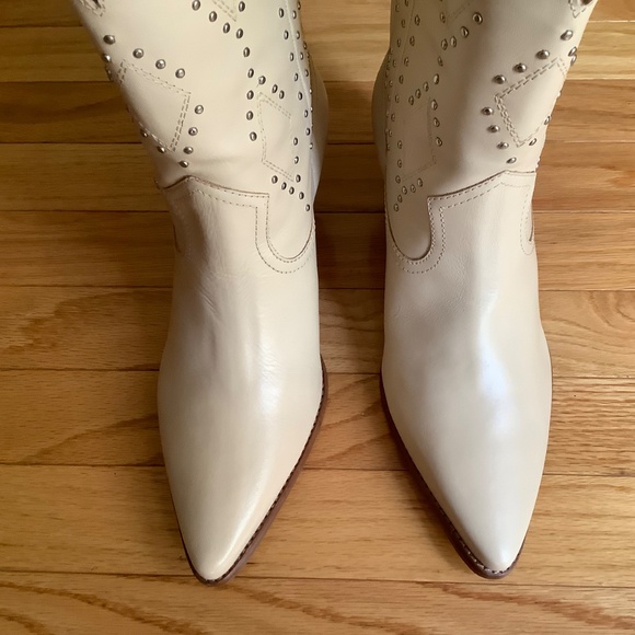 Matisse Cascade Leather Western Block Heel Boots Beige SZ 9 - Picture 3 of 16